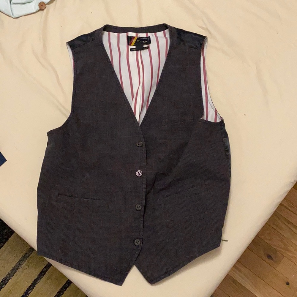 Grey Plaid Vest
